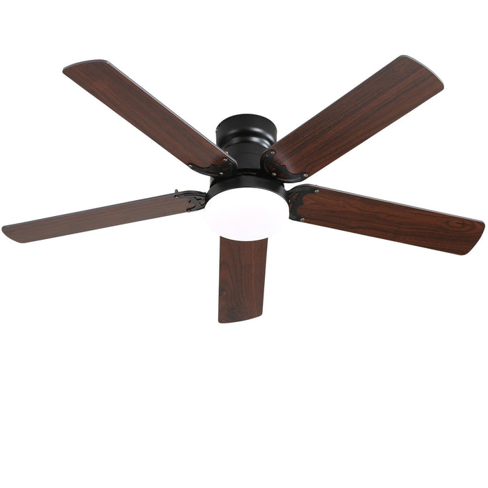 Low Profile Ceiling Fan 5 Plywood Blade Noiseless Reversible DC Motor Remote Control With Led Light