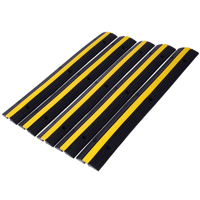 Cable Protector Ramp Rubber Speed Bumps 2 Pack Of 1 Channel 6600Lbs Load Capacity With 12 Bolts Spike For Asphalt Concrete Gravel Driveway (1 Channel, 5 Pack)