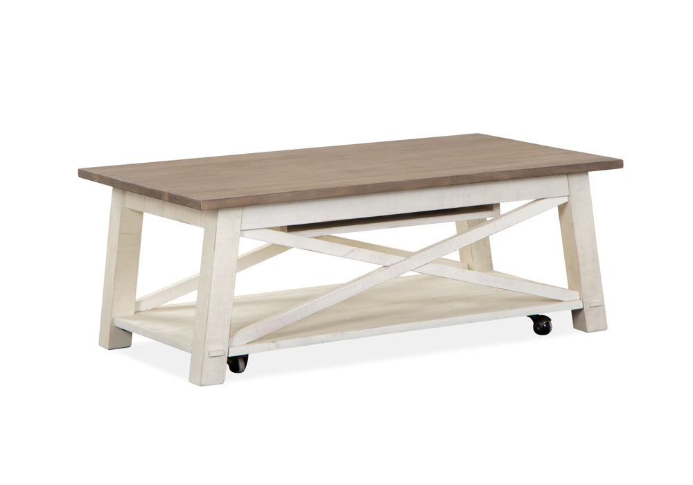 Sedley - Lift Top Storage Cocktail Table (With Casters) - Distressed Chalk White