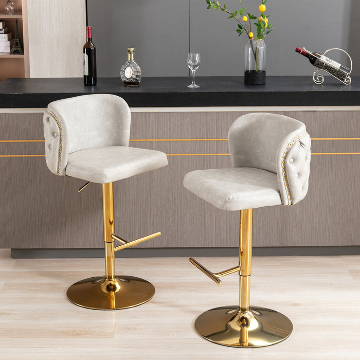 Swivel Barstools AdjUSAtble Seat Height, Modern PU Upholstered Bar Stools With The Whole Back Tufted, For Home Pub And Kitchen Island (Beige, (Set of 2)
