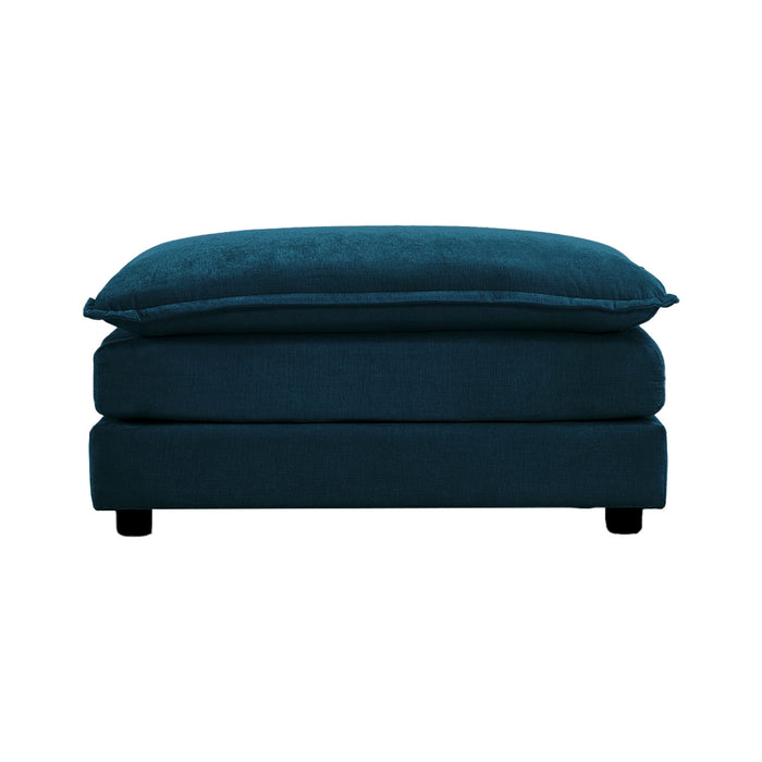 Chenille Fabric Ottomans Footrest To Combine With 2 Seater Sofa, 3 Seater Sofa And 4 Seater Sofa, Blue Chenille