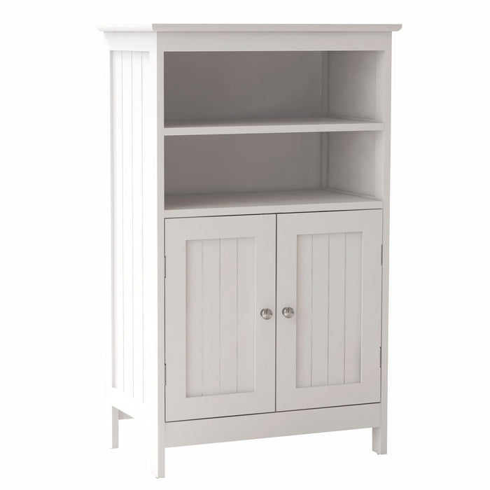 Bathroom Floor Cabinet Freestanding 2 Doors And 2 Shelfs Wood Storage Organizer Cabinet For Bathroom - White