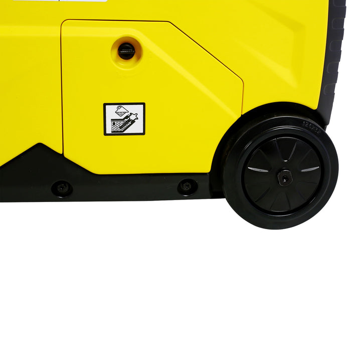 Super Quiet Inverter Generator 4500W Portable Generator Electric Start, Foldable Handle With Wheel - Yellow
