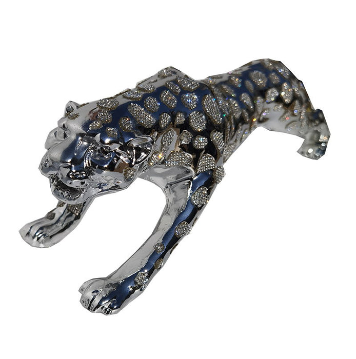 Ambrose Diamond Encrusted Chrome Plated Panther (53" X 9. 5"W X 11"H)