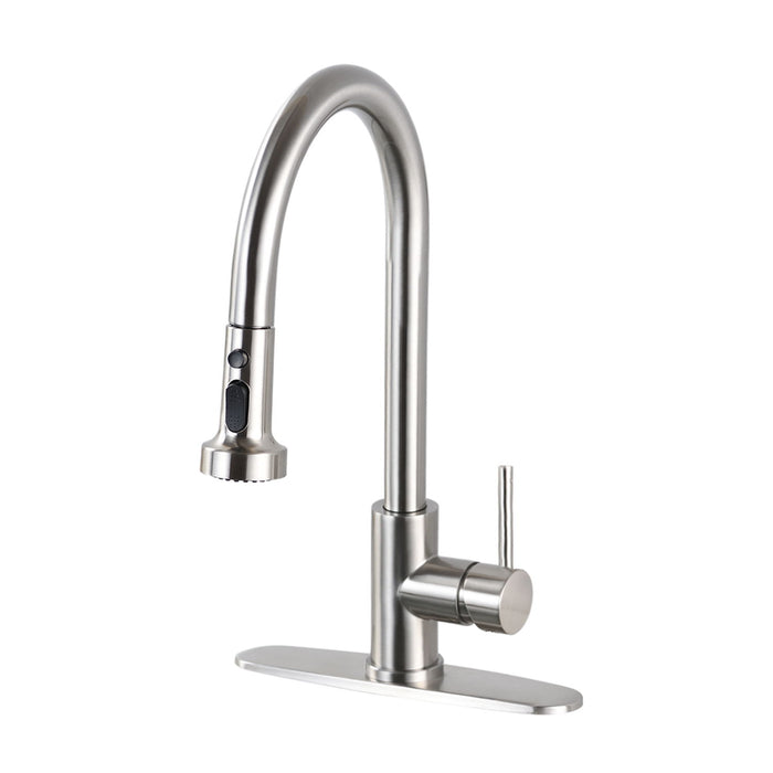 Stainless Steel Pull Down Kitchen Faucet With Sprayer Brushed Nickel