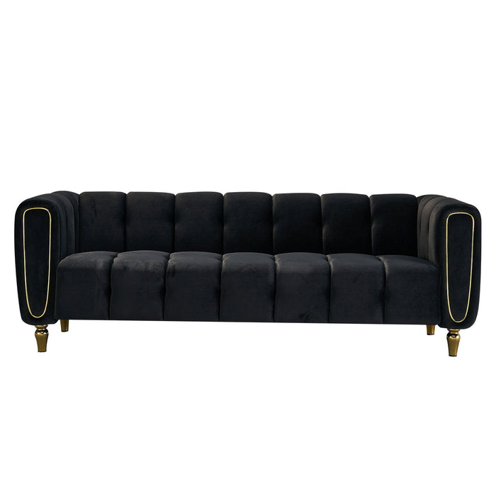 Modern Velvet Sofa For Living Room Black Color