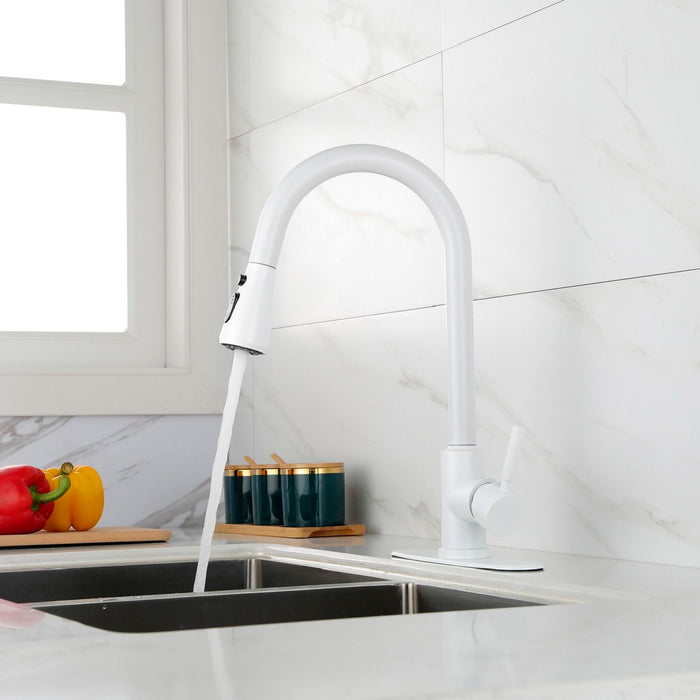 Kitchen Faucet, Pull Out Spraye - White