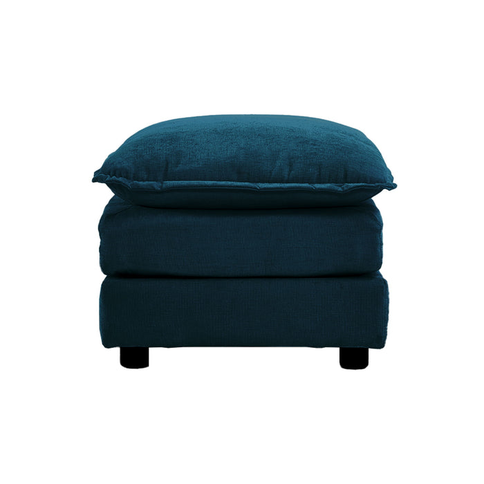 Chenille Fabric Ottomans Footrest To Combine With 2 Seater Sofa, 3 Seater Sofa And 4 Seater Sofa, Blue Chenille