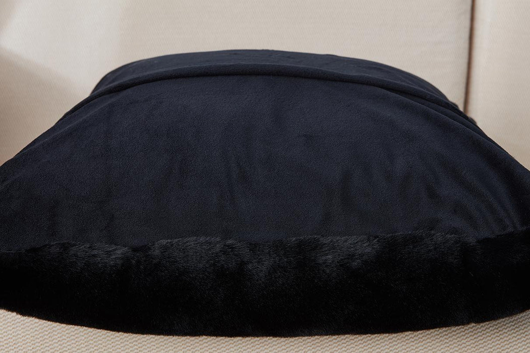 Agnes Luxury Chinchilla Faux Fur Pillow (18 In. X 18 In.) - Black