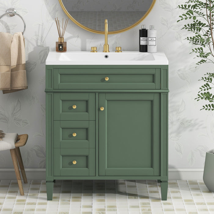 30'' Bathroom Vanity With Top Sink, Modern Bathroom Storage Cabinet With 2 Drawers And A Tip - Out Drawer, Single Sink Bathroom Vanity - Green