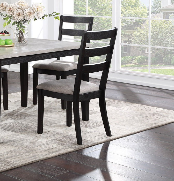 Classic Stylish Black Finish 5 Pieces Dining Set Kitchen Dinette Wooden Top Table And Chairs Upholstered Cushions Seats Ladder Back Chair Dining Room