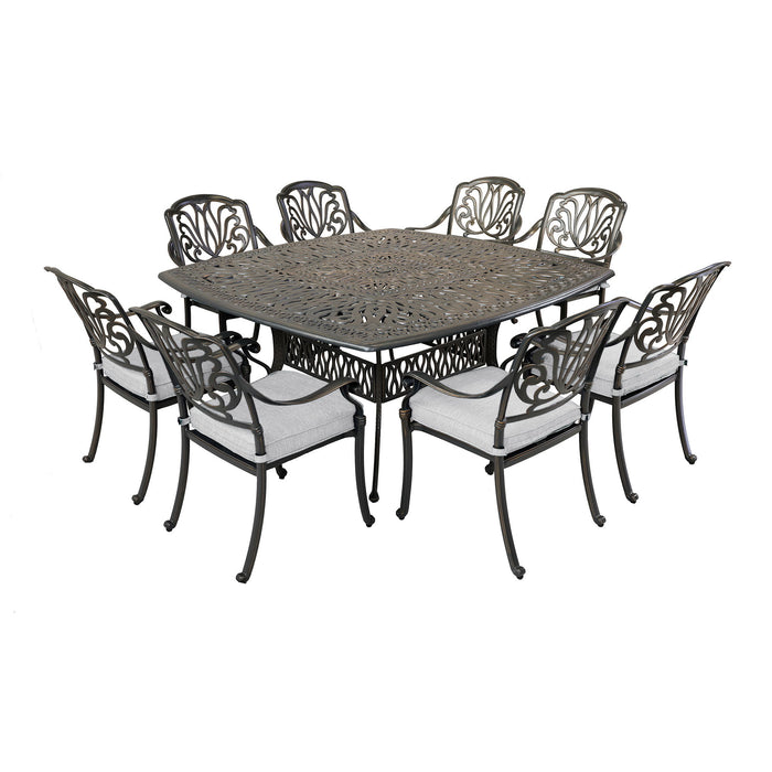 Square Aluminum Dining Set For 8 Person With Cushions
