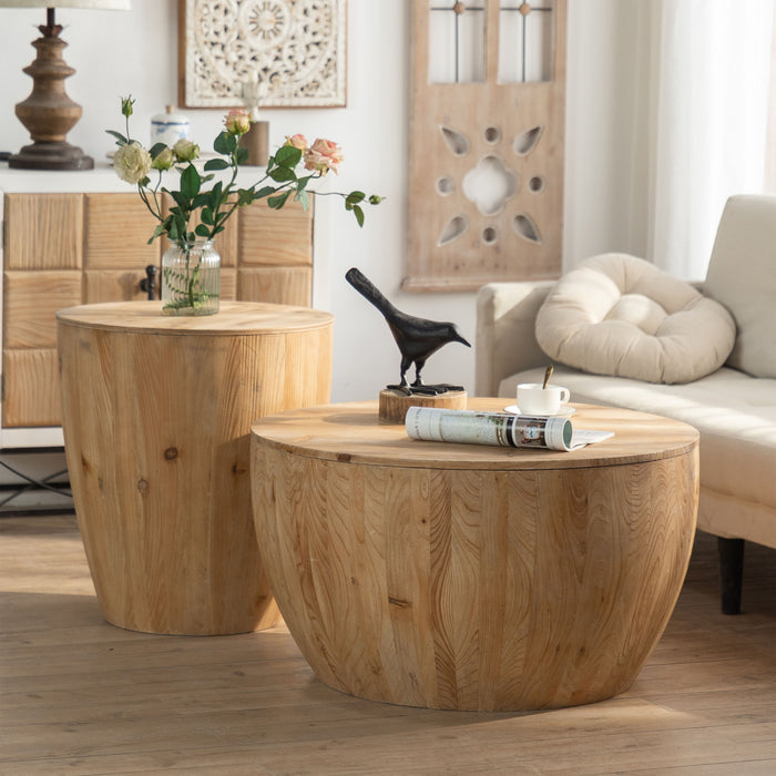 Vintage Style Bucket Shaped Coffee Table For Office, Dining Room And Living Room