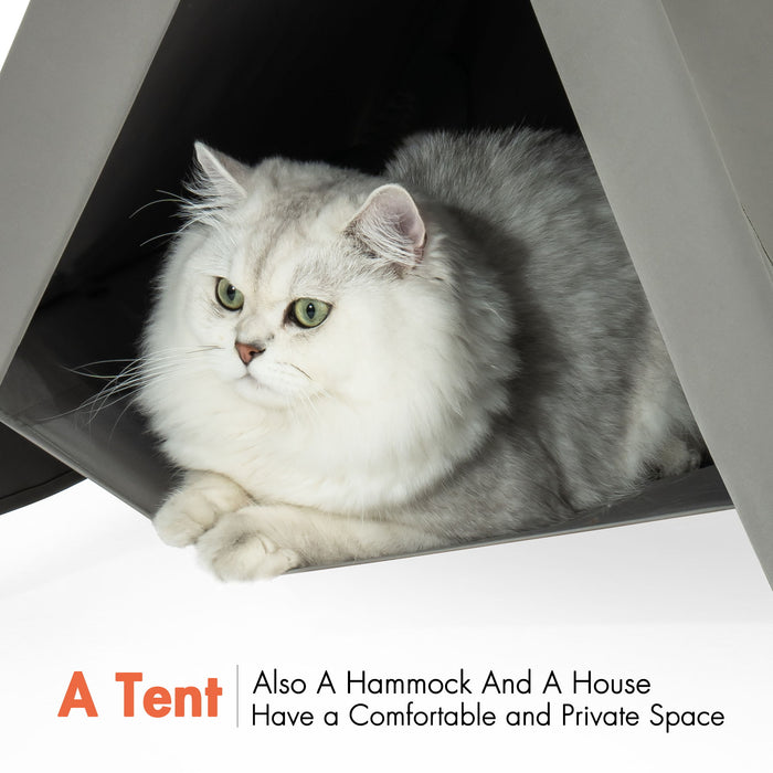 Pet Tent, Cat Tent For Indoor Cats, Wooden Cat House For Small Pets, Gray Green