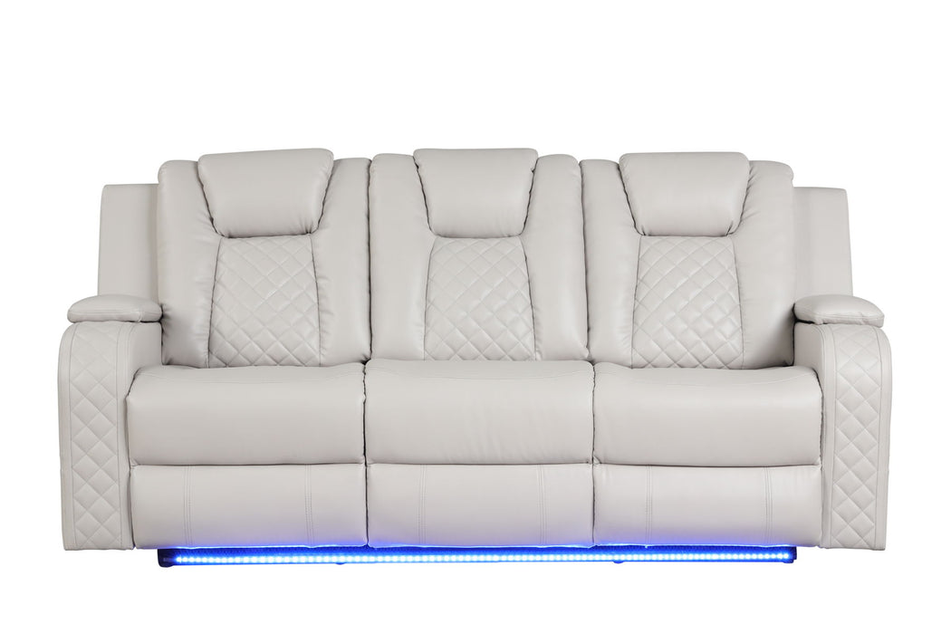 Benz Led & Power Recliner 2 Pieces Made With Faux Leather In Ice