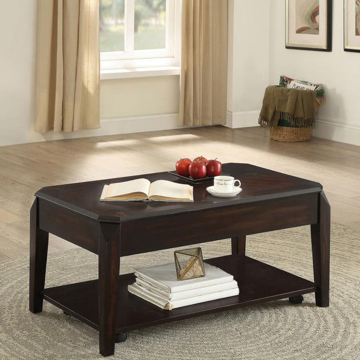 Baylor - Rectangular Lift Top Coffee Table With Casters - Walnut