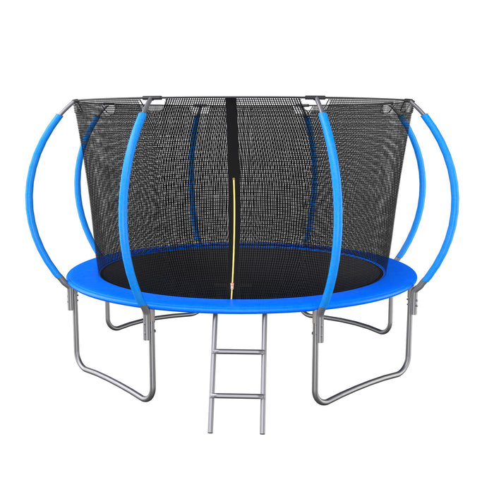 12 Ft Trampoline Pumpkin - Style Safety Net With Basketball Hoop