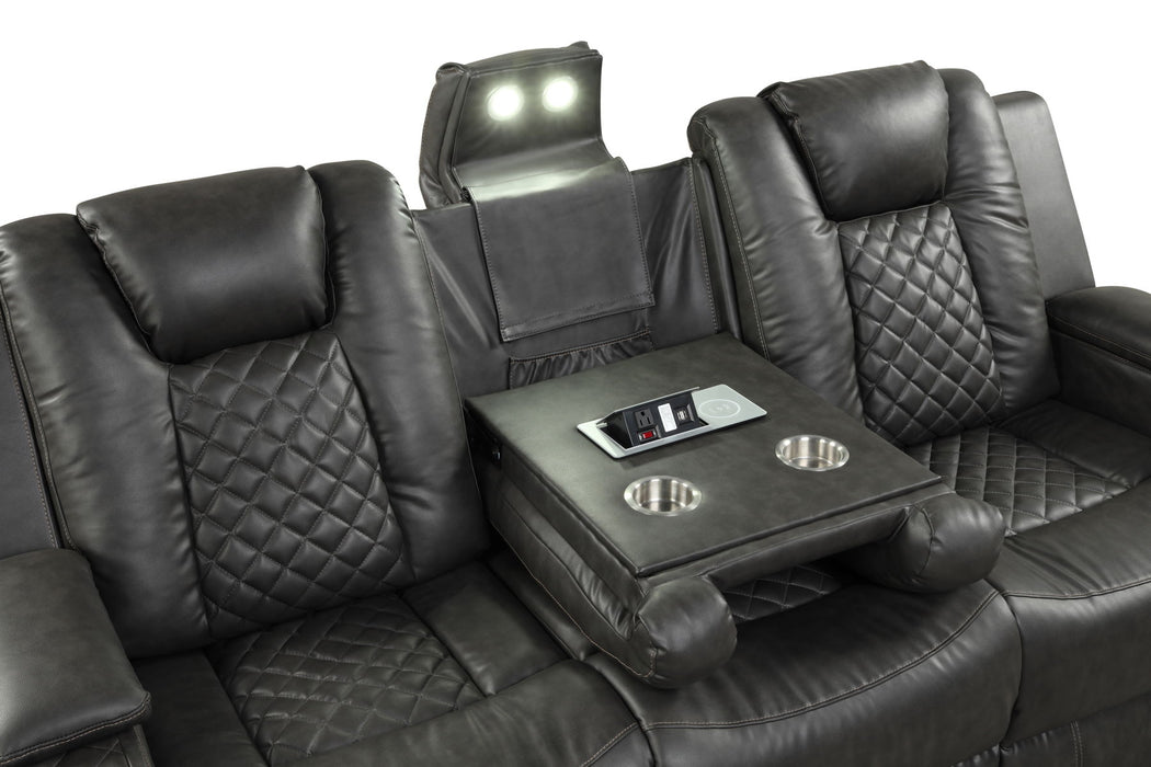 Benz Led & Power Reclining Loveseat Made With Faux Leather In Black