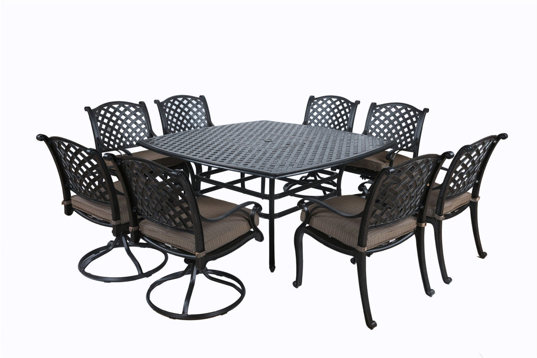 Square 8 Person, Aluminum Dining Set With Cushions