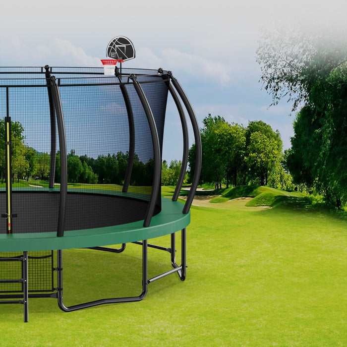 15 Ft Trampoline With Basketball Hoop - Recreational Trampolines With Ladder, Shoe Bag And Galvanized Anti - Rust Coating