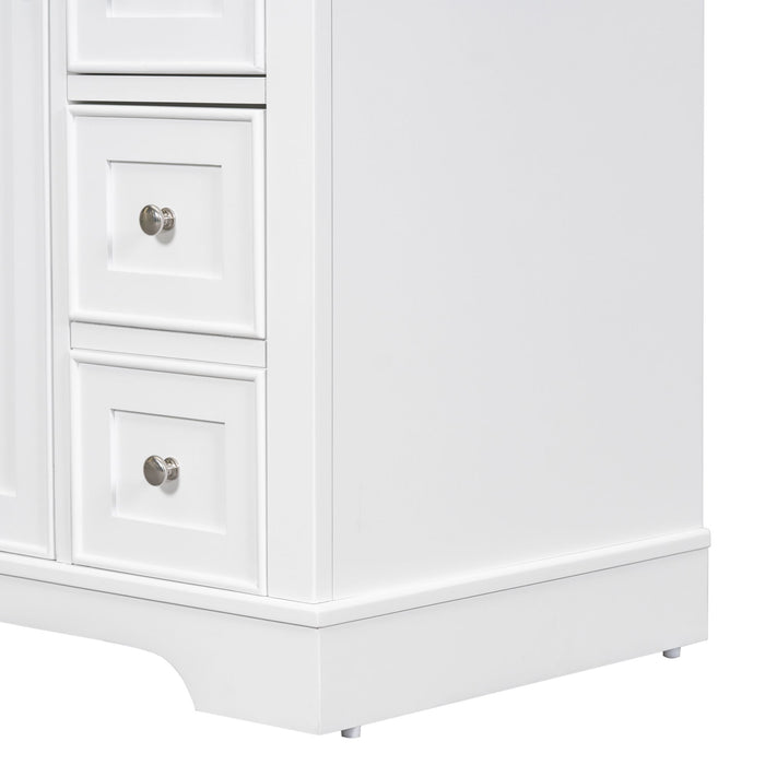 36" Bathroom Vanity With Sink Combo, One Cabinet And Six Drawers, Solid Wood And MDF Board, White