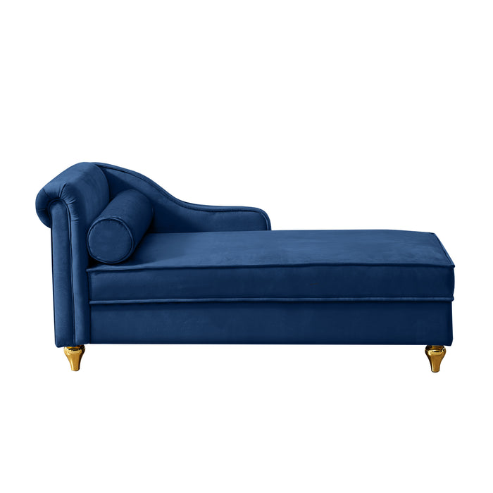 Modern Upholstery Chaise Lounge Chair With Storage Navy Blue