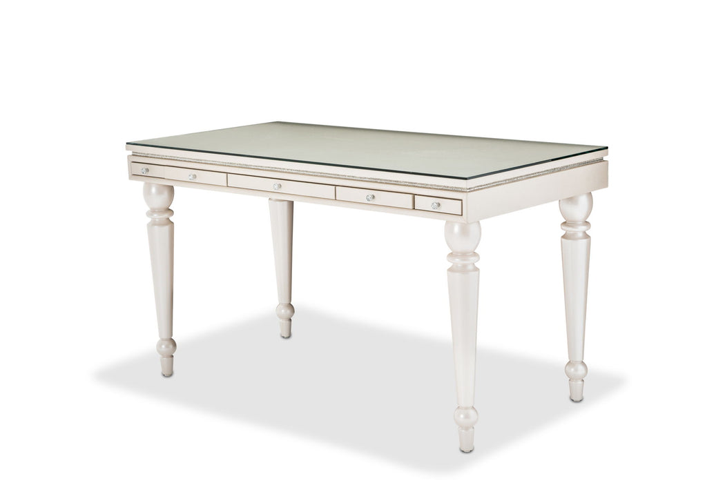 Glimmering Heights - Writing Desk w / Glass Top - Ivory
