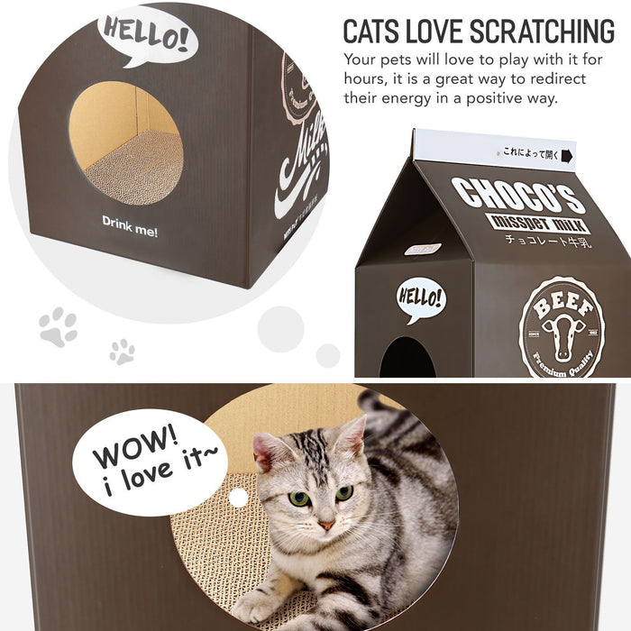 Scratchme Cat Condo Scratcher Post Cardboard - Brown