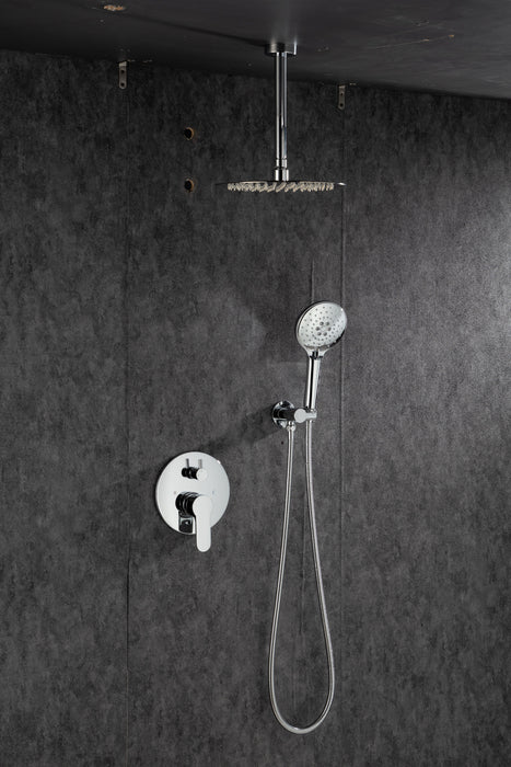 Black Shower System, Ceiling Rainfall Shower Faucet Sets Complete Of High Pressure, Rain Shower Head With Handheld, Bathroom 10\\\'\\\' Shower Combo With Rough In Valve Included
