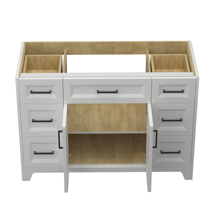 Solid Wood 48"Bathroom Vanity Without Top Sink, Modern Bathroom Vanity Base Only, Birch Solid Wood And Plywood Cabinet, Bathroom Storage Cabinet With Double-Door Cabinet And 6 Drawers, Light Gray
