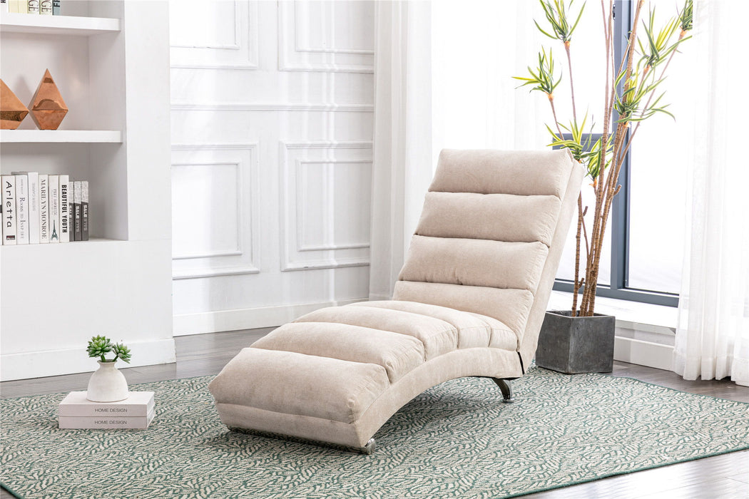 Coolmore Linen Chaise Lounge Indoor Chair, Modern Long Lounger For Office - Beige