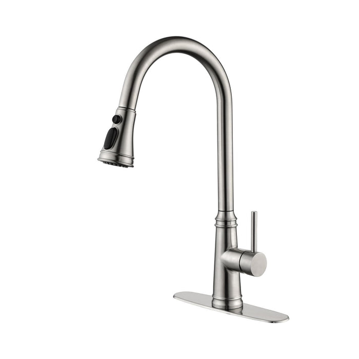 Single Handle High Arc Pull Out Kitchen Faucet, Single Level Stainless Steel Kitchen Sink Faucets Pull Down Sprayer