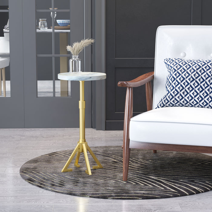 Maurice - Side Table - White / Gold