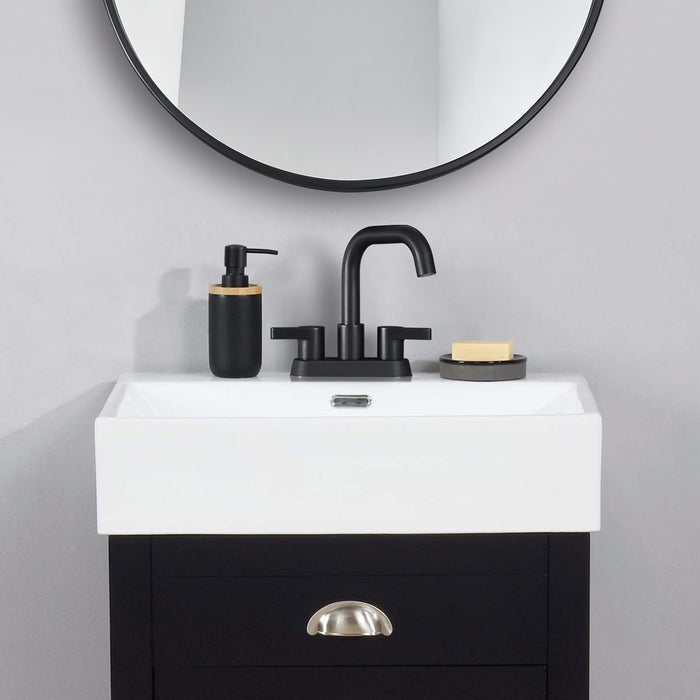 Bathroom Faucet 2 Handle 4" Centerset Bathroom Sink Faucets 3 Hole With Pop Up Drain And Water Supply Lines, Matte Black