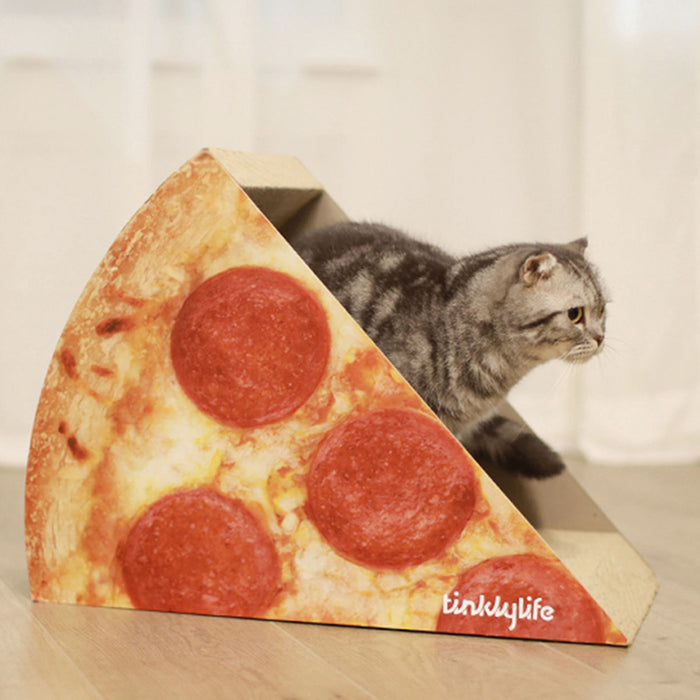 Tinklylife Cat Condo Scratcher Post Cardboard, Looking Well With Delicious Pizza Shape Cat Scratching House Bed Furniture Protector