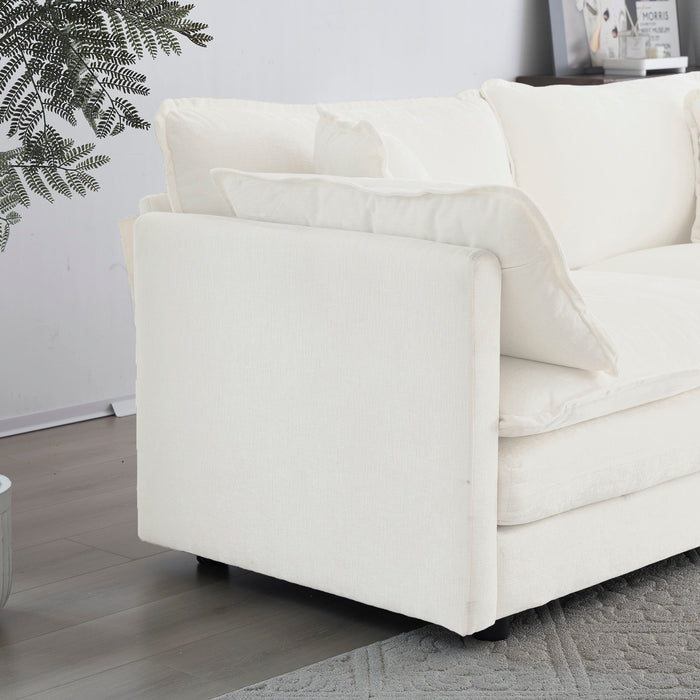 Modern Sofa Couch, 3 Piece Set Extra Deep Seat Sectional Sofa For Living Room, Oversized Sofa, 3 Seat Sofa, Loveseat And Single Sofa, White Chenille