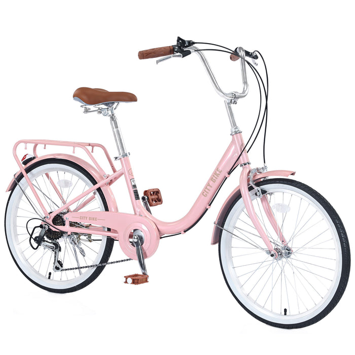7 Speed, Aluminium Alloy Frame, Multiple Colors 22" Girls Bicycle - Pink