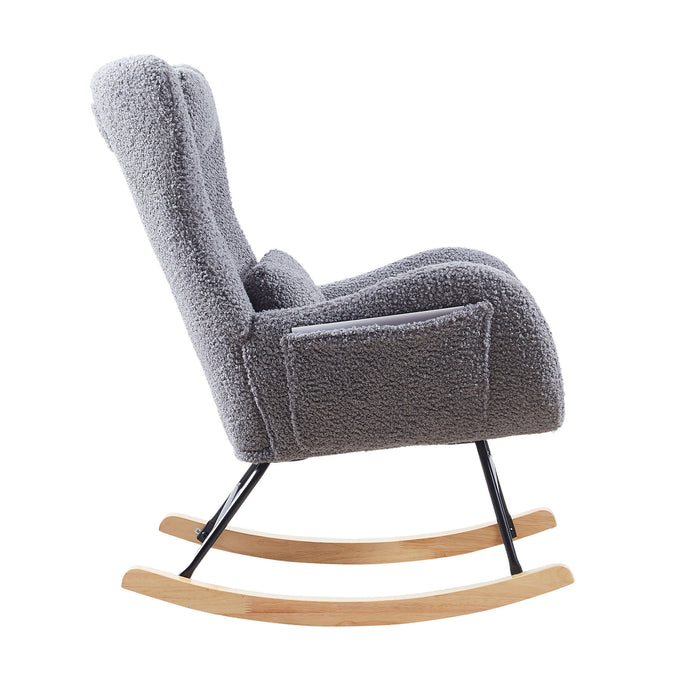 Rocking Chair Nursery, Modern Rocking Chair With High Backrest - Gray