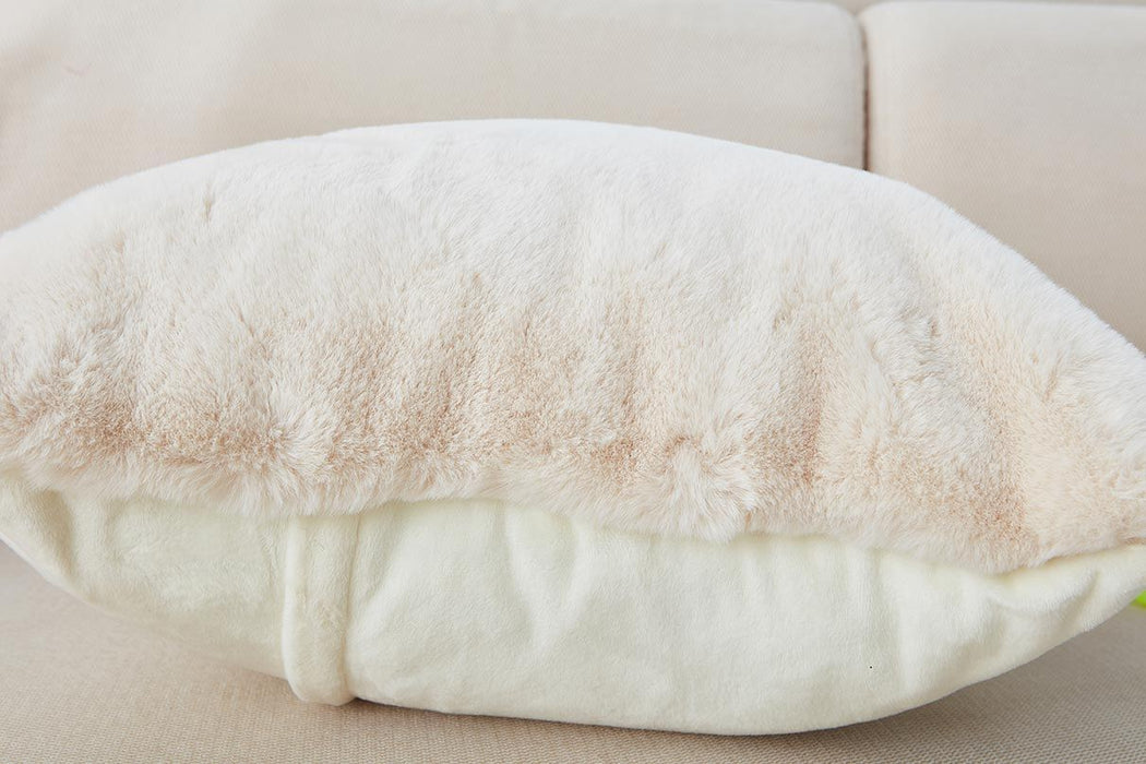 Agnes Luxury Chinchilla Faux Fur Pillow (18 In. X 18 In.) - Beige