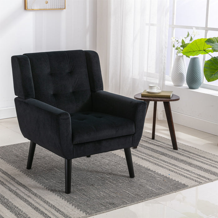 Modern Soft Velvet Material Ergonomics Accent Chair Living Room Chair Bedroom Chair Home Chair With Black Legs For Indoor Home - Black