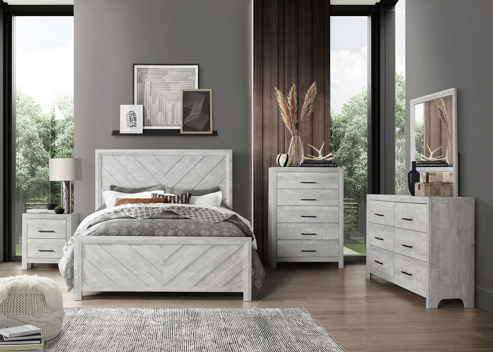 Denver Queen 5 Piece Modern Style Storage Bedroom Set Made With Wood In Gray