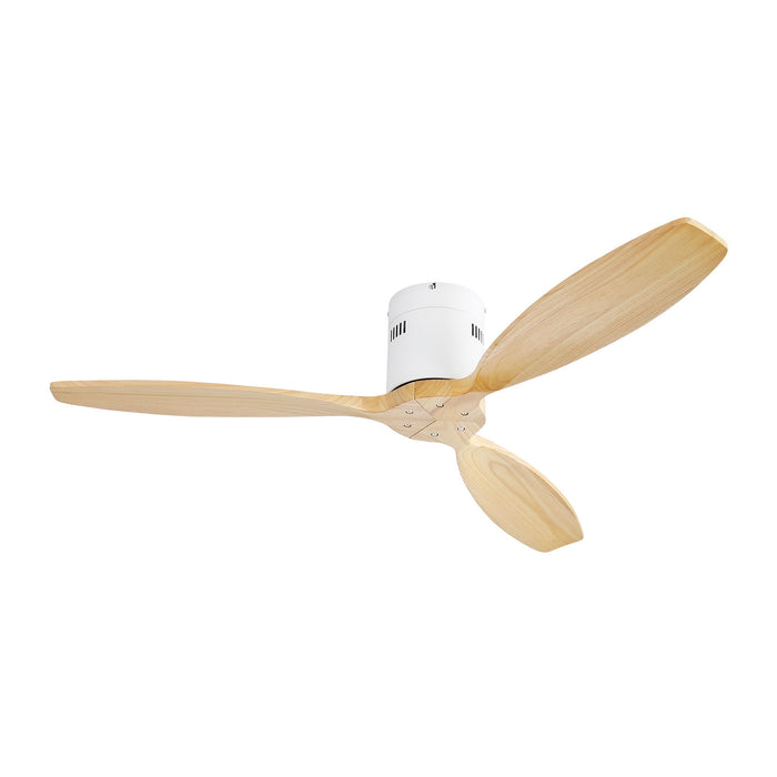 Decorative Solid Wood Ceiling Fan With 6 Speed Remote Control Reversible Dc Motor For Home - Brown / White