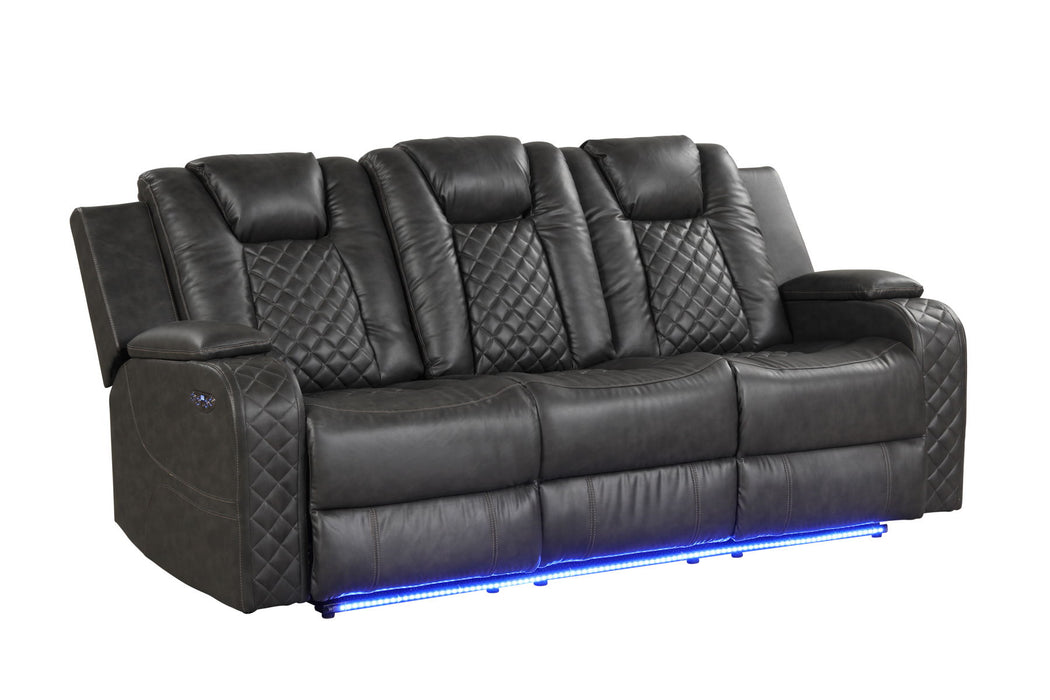 Benz Led & Power Recliner 2 Pieces Made With Faux Leather In Black