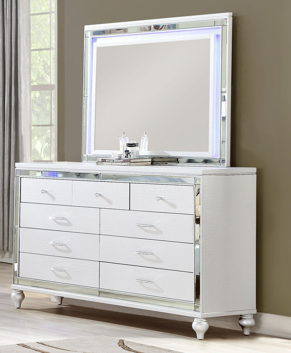 Sterling Mirror Framed Dresser Made With Wood In White Color