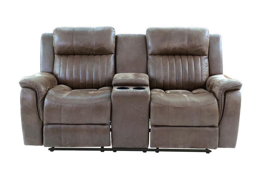Contemporary Power Motion Loveseat Console 1 Piece Couch Living Room Furniture Dark Coffee Breathable Leatherette