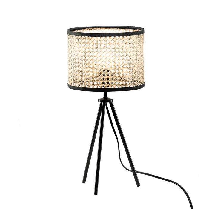 Temesa Rattan 21. 3" Table Lamp With In Line Switch Control And Metal Legs