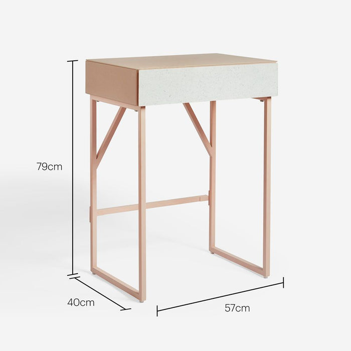 Tempered Glass Marble Pattern Small Makeup Table Dressing Table Nightstands Bedroom Furniture