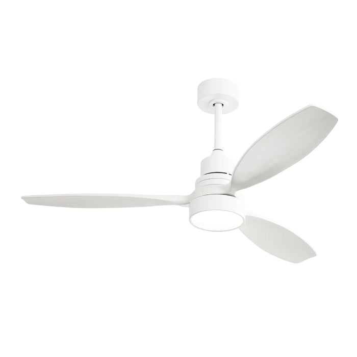 Wooden Ceiling Fan White 3 Solid Wood Blades Remote Control Reversible Dc Motor With LED Light