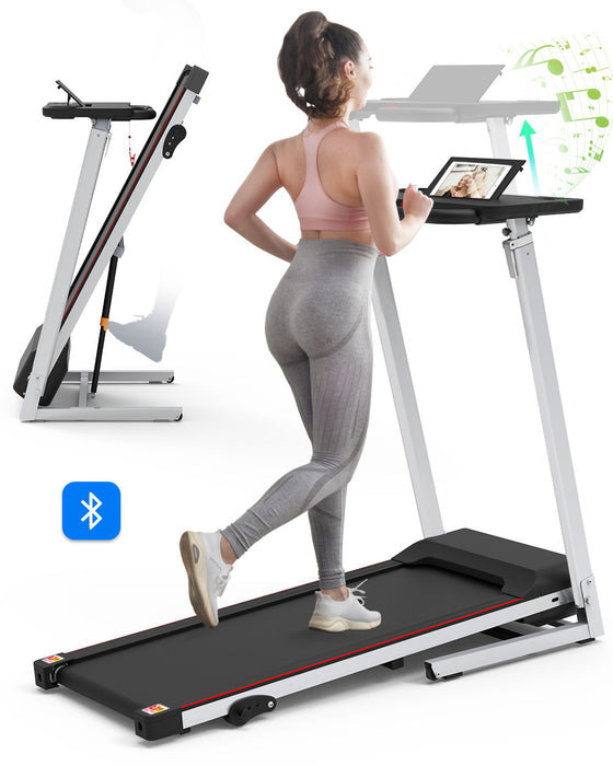 Folding Treadmill With Desk For Home - 265Lbs Foldable Treadmill Running Machine, Electric Treadmill Exercise For Small Apartment Home Gym Fitness Jogging Walking