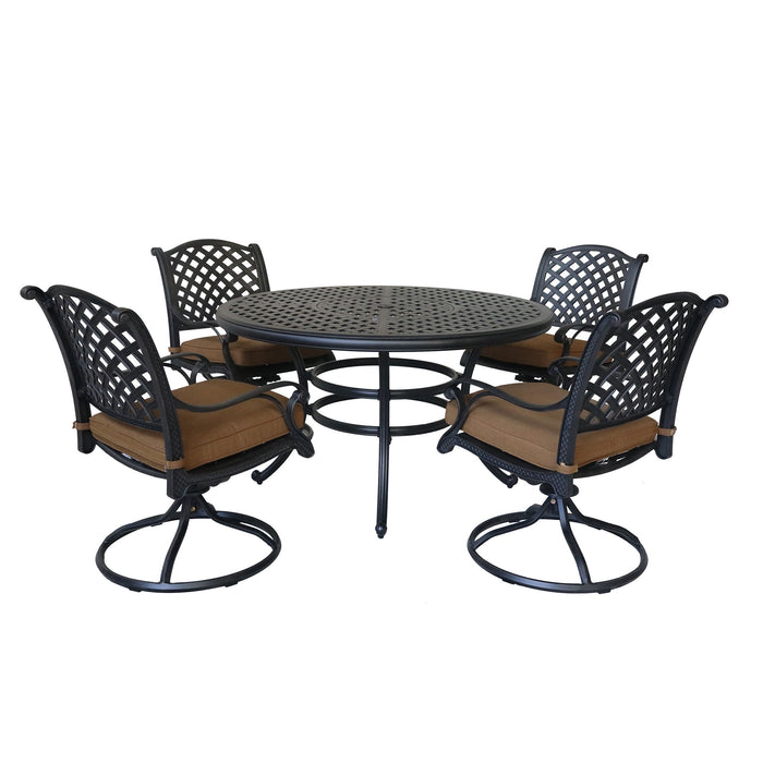 Round 4 Person 52" Long Dining Set - Brown